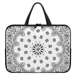 White Paisley Bandana Print Laptop Sleeve With Handle