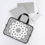 White Paisley Bandana Print Laptop Sleeve With Handle