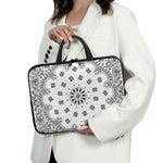 White Paisley Bandana Print Laptop Sleeve With Handle