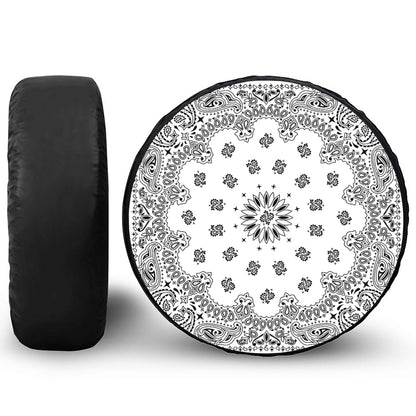 White Paisley Bandana Print Leather Spare Tire Cover