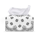 White Paisley Bandana Print Leather Tissue Box Cover