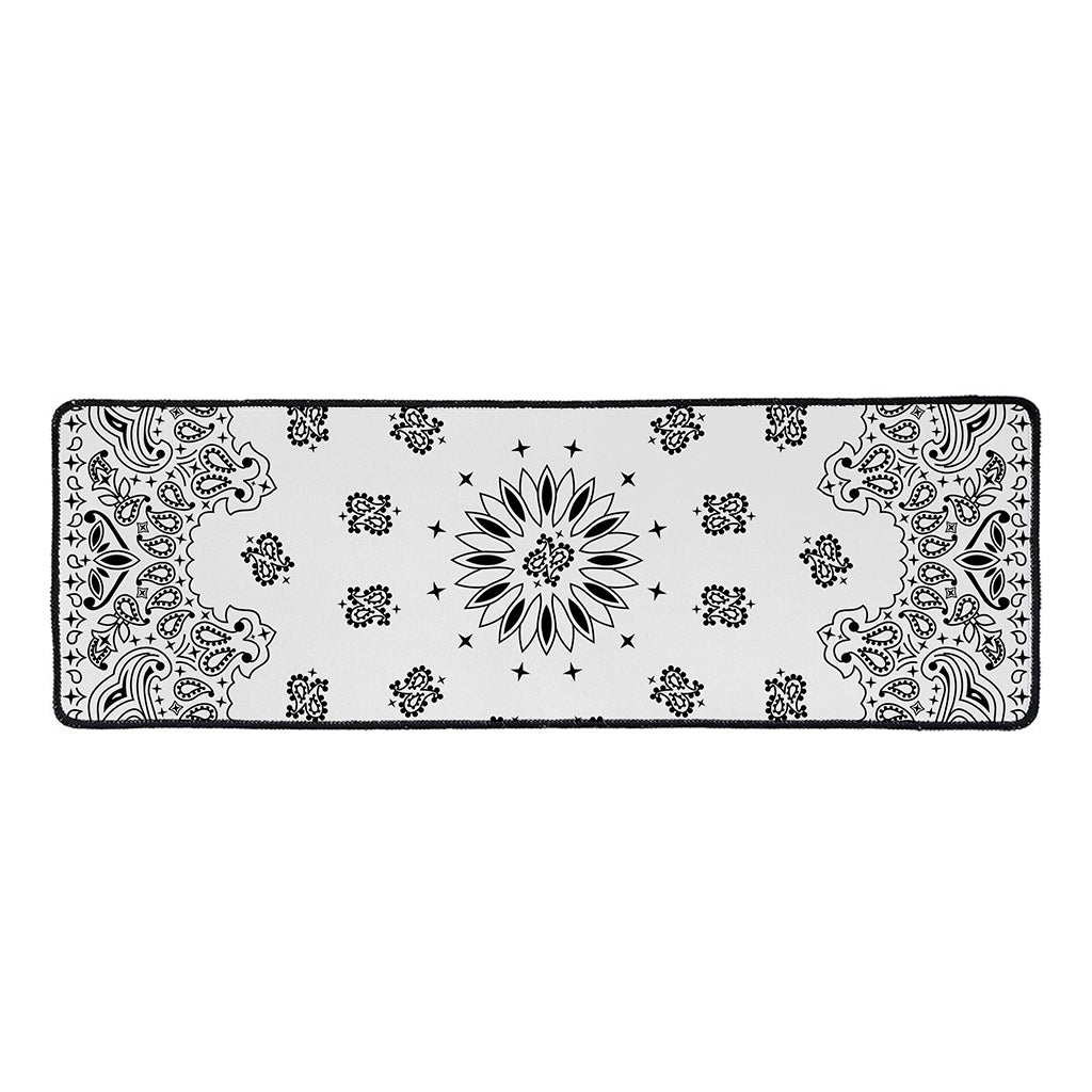 White Paisley Bandana Print Long Kitchen Mat