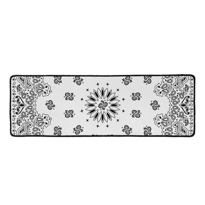 White Paisley Bandana Print Long Kitchen Mat