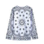 White Paisley Bandana Print Long Sleeve Short Coat