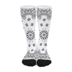 White Paisley Bandana Print Long Socks
