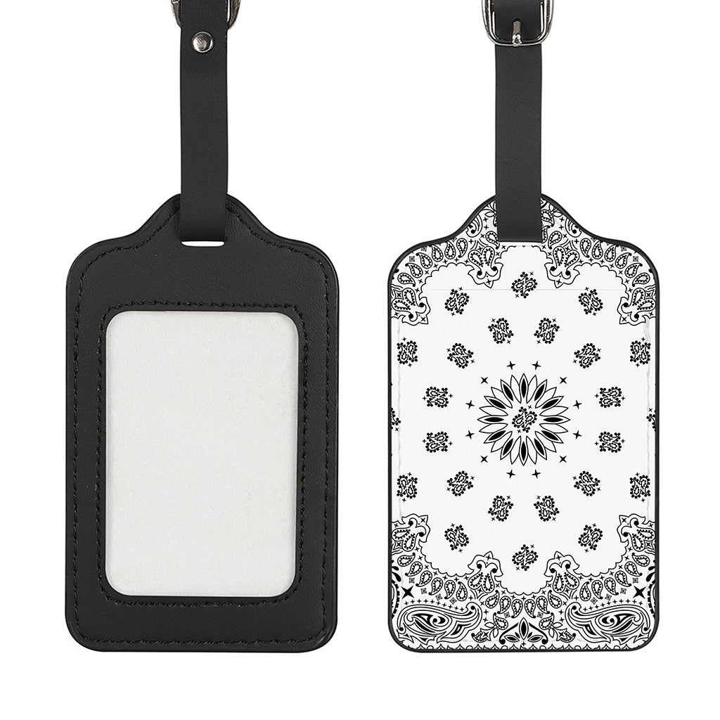White Paisley Bandana Print Luggage Tag
