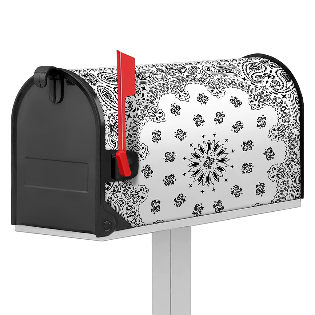 White Paisley Bandana Print Mailbox Cover