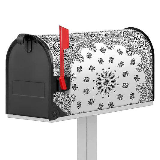 White Paisley Bandana Print Mailbox Cover