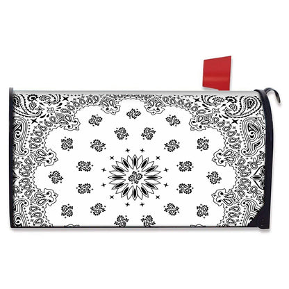 White Paisley Bandana Print Mailbox Cover