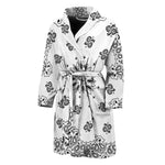 White Paisley Bandana Print Men's Bathrobe