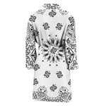 White Paisley Bandana Print Men's Bathrobe