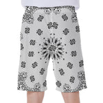 White Paisley Bandana Print Men's Beach Shorts