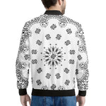 White Paisley Bandana Print Men's Bomber Jacket