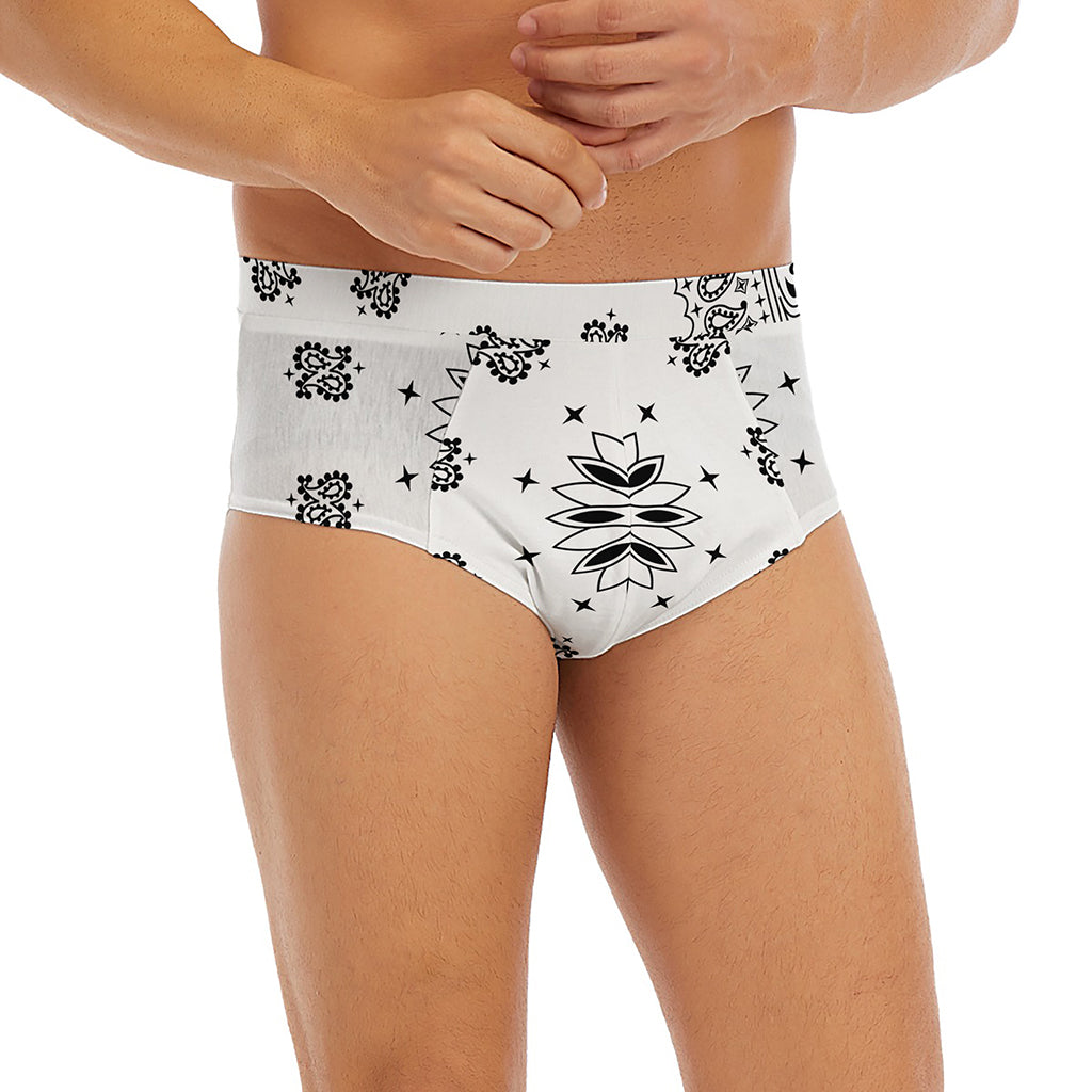 White Paisley Bandana Print Men's Briefs