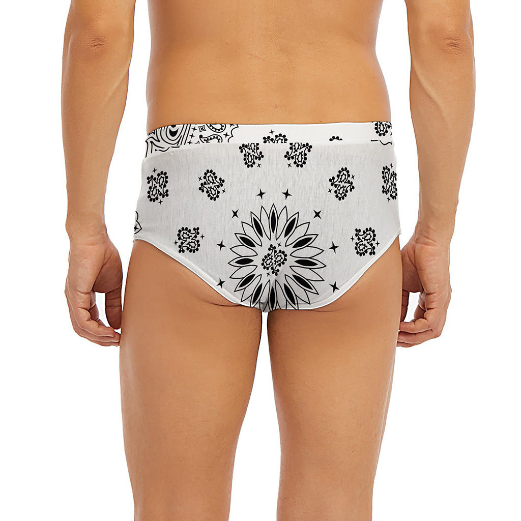 White Paisley Bandana Print Men's Briefs