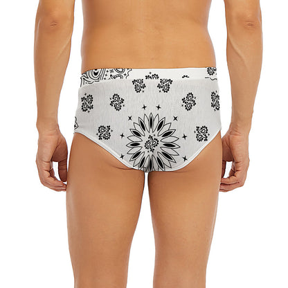 White Paisley Bandana Print Men's Briefs