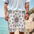 White Paisley Bandana Print Men's Cargo Shorts