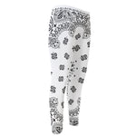 White Paisley Bandana Print Men's Compression Pants