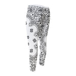 White Paisley Bandana Print Men's Compression Pants