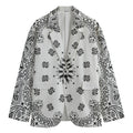 White Paisley Bandana Print Men's Cotton Blazer