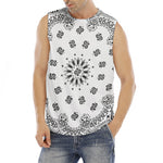 White Paisley Bandana Print Men's Fitness Tank Top
