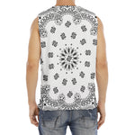 White Paisley Bandana Print Men's Fitness Tank Top