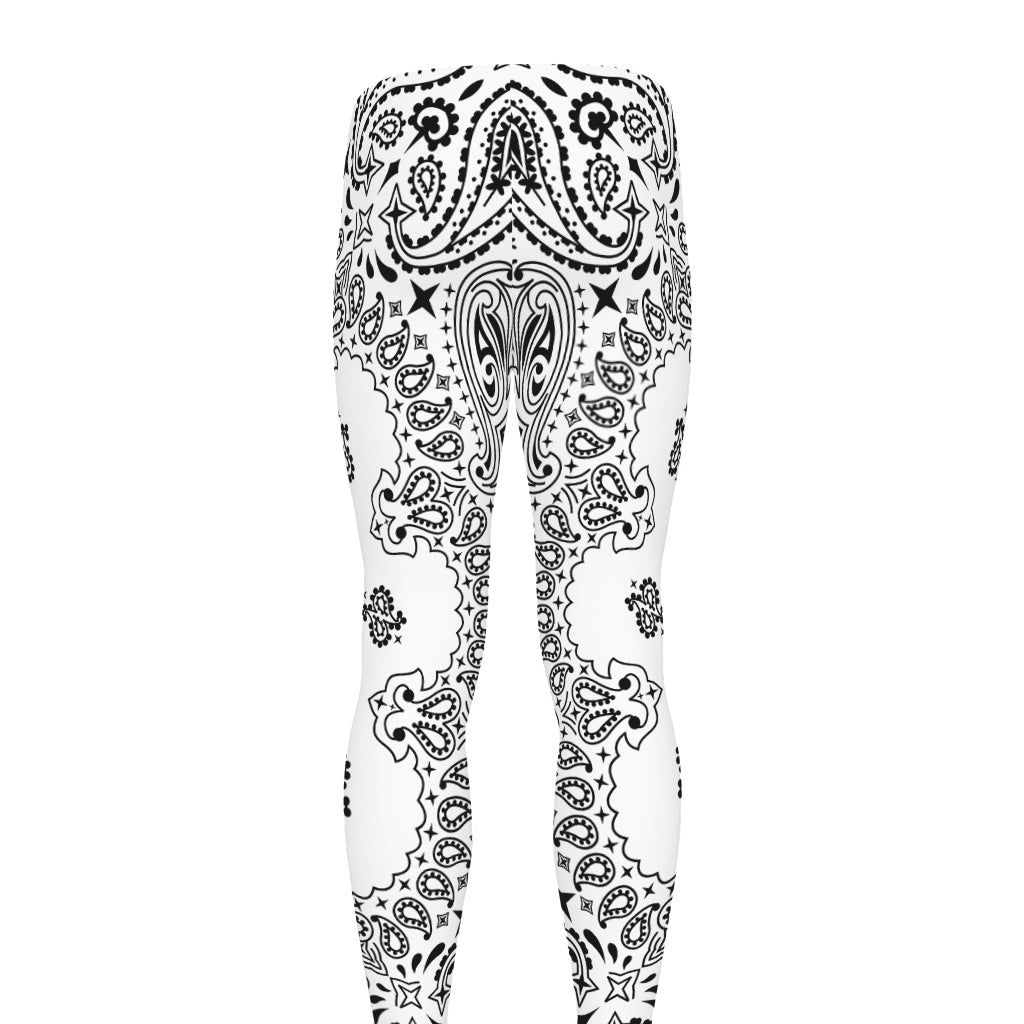 White Paisley Bandana Print Men's leggings