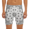 White Paisley Bandana Print Men's Long Boxer Briefs
