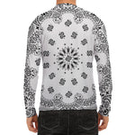 White Paisley Bandana Print Men's Long Sleeve Rash Guard