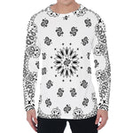 White Paisley Bandana Print Men's Long Sleeve T-Shirt