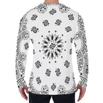 White Paisley Bandana Print Men's Long Sleeve T-Shirt