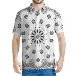 White Paisley Bandana Print Men's Polo Shirt