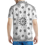 White Paisley Bandana Print Men's Polo Shirt