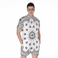 White Paisley Bandana Print Men's Romper