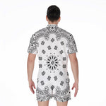 White Paisley Bandana Print Men's Rompers