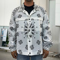 White Paisley Bandana Print Men's Shirt Jacket