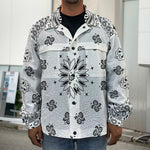 White Paisley Bandana Print Men's Shirt Jacket