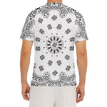 White Paisley Bandana Print Men's Short Sleeve Rash Guard