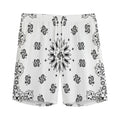 White Paisley Bandana Print Men's Athletic Shorts