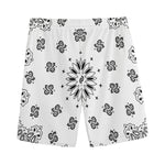 White Paisley Bandana Print Men's Sports Shorts