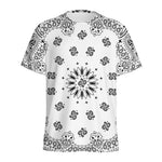 White Paisley Bandana Print Men's Sports T-Shirt