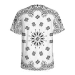 White Paisley Bandana Print Men's Sports T-Shirt