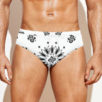 White Paisley Bandana Print Men's Swim Briefs