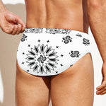 White Paisley Bandana Print Men's Swim Briefs