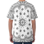 White Paisley Bandana Print Men's Velvet T-Shirt