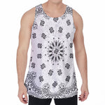 White Paisley Bandana Print Men's Velvet Tank Top