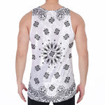 White Paisley Bandana Print Men's Velvet Tank Top