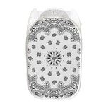 White Paisley Bandana Print Mesh Laundry Hamper