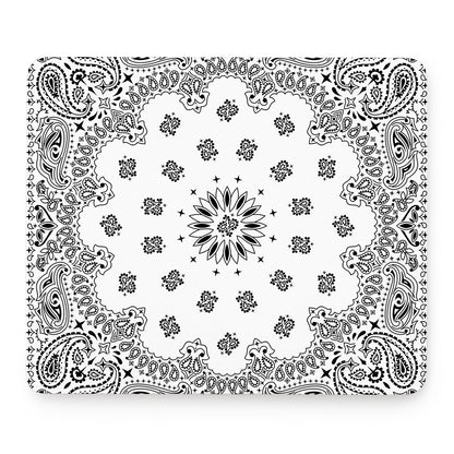 White Paisley Bandana Print Mouse Pad