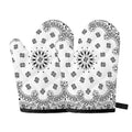 White Paisley Bandana Print Oven Mitts